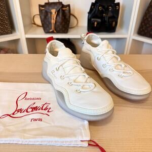 Christian Louboutin Arpoador White Leather Drawstring Low Top Sneakers 42.5